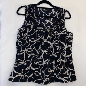Banana Republic factory outlet sleeveless black - white ribbon blouse Size PL